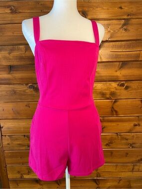 Classic Square-Neck Hot Pink Romper